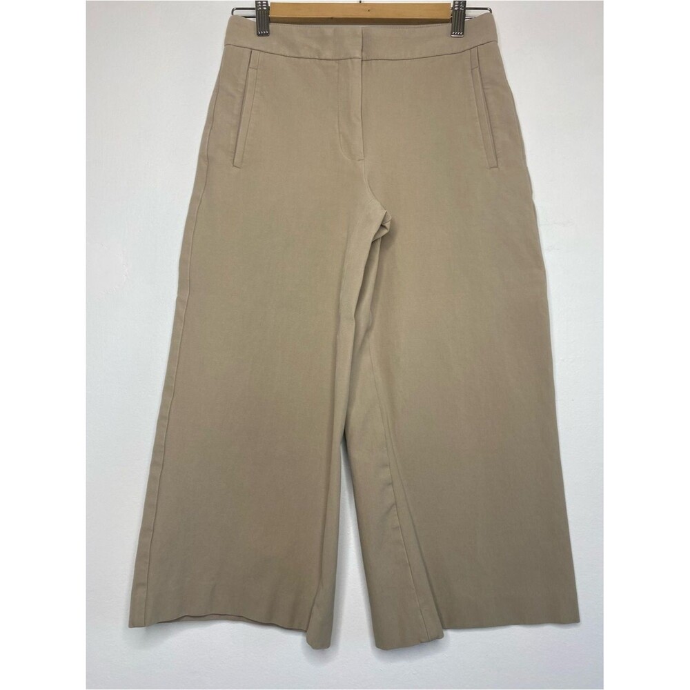 Banana Republic Khaki Wide leg Cropped pants Size 2P Neutral Minimalist